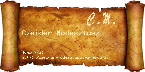 Czeider Modesztusz névjegykártya